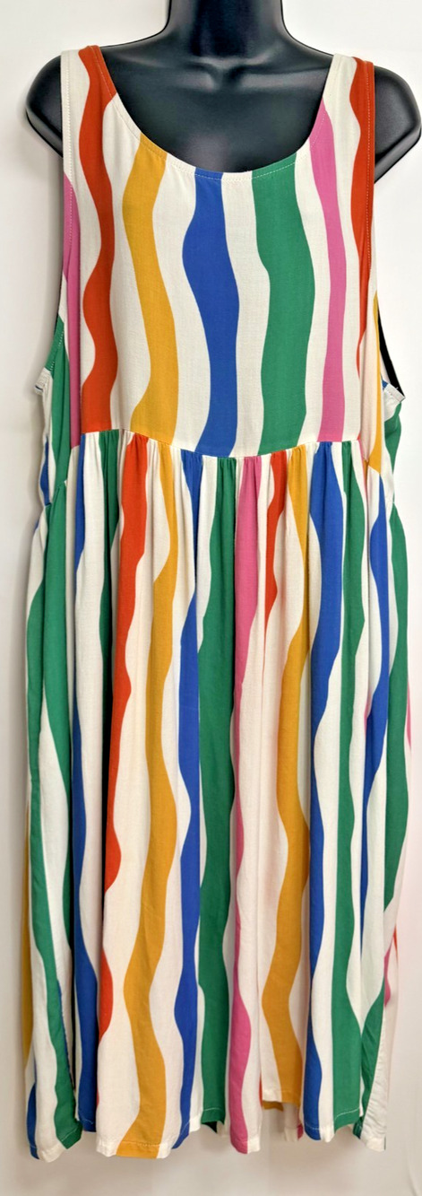 Nooworks Naomi Dress Women's 3XL Salvation Stripe Sleeveless Pockets USA Made